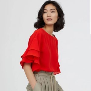 Size14|H&M Plus Blouse with Flounce Slvs